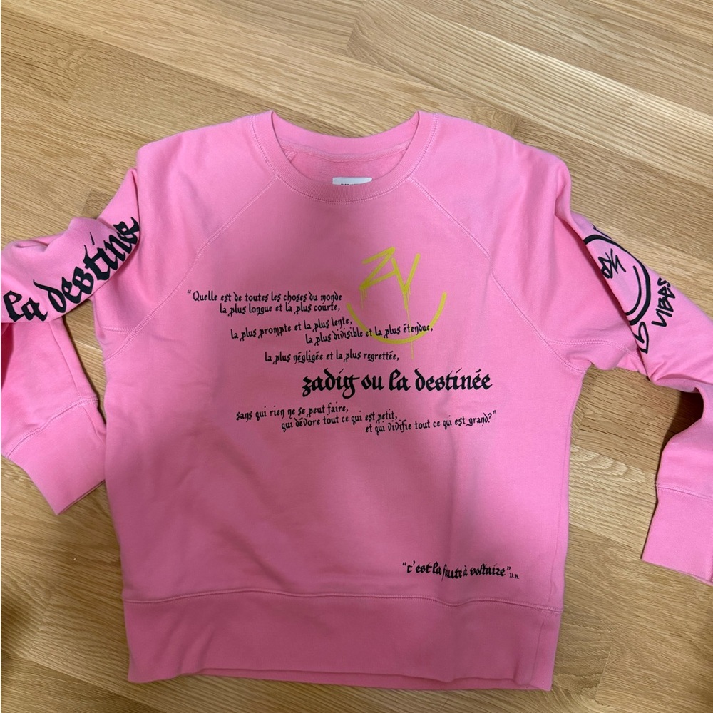 Zadig & Voltaire pink crew neck perfect condition size small but fits xs-medium
